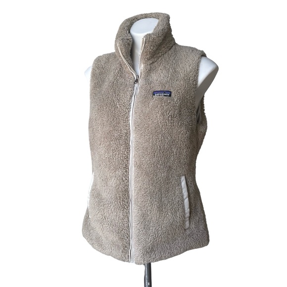 Patagonia Los Gatos Fuzzy Vest El Cap Khaki Sherpa Furry, Sz Lg - Picture 4 of 16